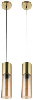 2x Hängelampen, Messing, Glas Amber, H 152,5 cm ANNIKA