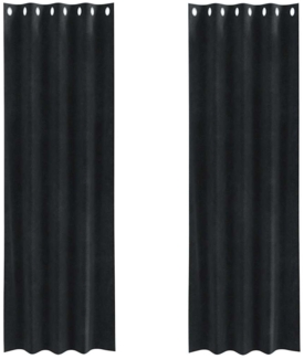 vidaXL Vorhänge mit Vorhängen 2 pcs Schwarz 140 x 245 cm Samt 4107166