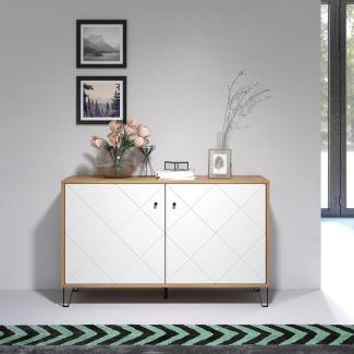 Places of Style Sideboard Tarragona, Kommode, Fräsungen in Rautenoptik, Breite 123 cm