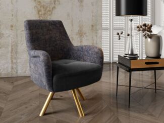Sessel Drehsessel VALERIE in Stoff Touch Me und Elisa Velvet Anthrazit