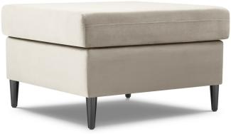 Micadoni Samtstoff Pouf Hocker Moghan | Bezug Light Beige | Beinfarbe Black Chrome Metal