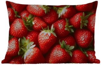 MuchoWow Dekokissen Erdbeere - Obst - Rot, Outdoor-Dekorationskissen, Kissen, Kissenbezug, 50x30 cm