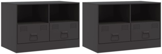 vidaXL TV-Schränke 2 Stk. Schwarz 67x39x44 cm Stahl 841740
