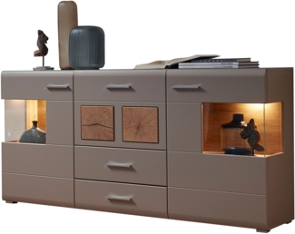 Sideboard Flensburg / Fun Plus II , Holzwerkstoff , Beige, Grau, Holzfarben , 170 x 94 x 42 cm