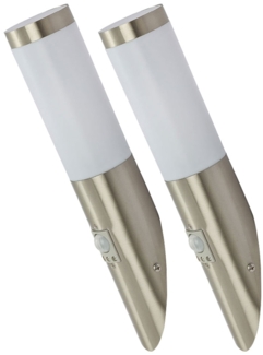 2er Set LED Außen Wandleuchte, Bewegungsmelder, Edelstahl H 41cm