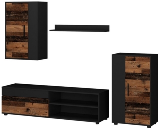 Wohnwand Berno Eiche rustikal 4-teiliges Set Vicco