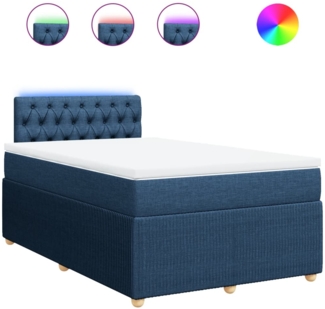 vidaXL Boxspringbett mit Matratze Blau 120x200 cm Stoff 3289736