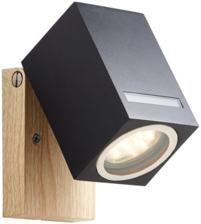 Brilliant Galeni Außenwandstrahler schwarz/natur | 1x PAR51, GU10, 20W