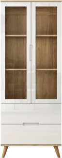 OTTO home Highboard, mit glänzenden Fronten, Glastüren, helles Holzdekor, Breite 70 cm