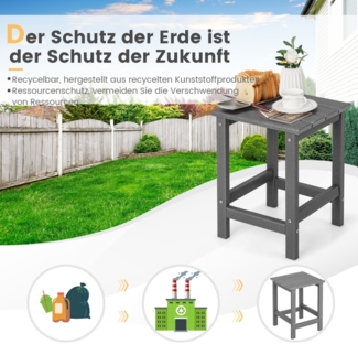 Beistelltisch Witterungsbeständiger HDPE Adirondack Tisch 36 x 36 x 47 cm Grau