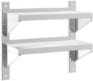 vidaXL Wandregal mit 2 Böden 50x23,5x48 cm Silbern Edelstahl 30317