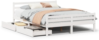 vidaXL Massivholzbett ohne Matratze Weiß 135x190 cm Kiefernholz 3301601