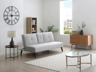 Vente-unique - 3-Sitzer Schlafsofa Clic-Clac - Stoff - Hellgrau - mit Ablage CLOSIPA