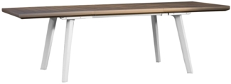 Dmora Gartentisch Quispamsis, Picknickbasis, Garten-Esstisch, Mehrzweck-Außenbank, 162x101 h77 cm, Weiß und Taupe