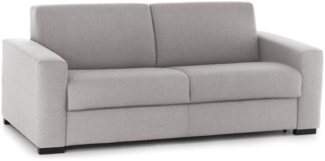Dmora 3-Sitzer festes Sofa Larimar, Wohnzimmersofa aus gepolstertem Stoff, schmale Armlehnen, 100 % Made in Italy, 200 x 95 x 90 cm, Grau