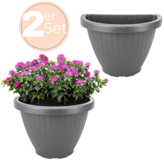 GarPet Blumentopf 2x Blumentopf Wand Blumen Topf Vase Pflanzen Halterung 30 Grau