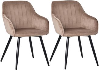 HOMAVO Esszimmerstuhl Set 2 Stück in Samt mit Armlehnen Modernen Braun, 58x63x81cm, YZ5