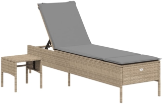 vidaXL Sonnenliege mit Tisch und Auflage Beige Poly Rattan 4002731