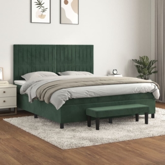 vidaXL Boxspringbett mit Matratze Dunkelgrün 180x200 cm Samt 3137980