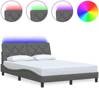 vidaXL Bettgestell mit LED ohne Matratze Dunkelgrau 120x200 cm Stoff 3310658
