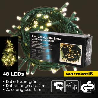 48er LED Lichterkette Außen Innen Partylichterkette grün Weihnachtslichterkette warmweiß