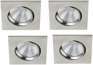 Eckige LED Einbaustrahler Decke im 4er Set schwenkbar dimmbar Nickel matt 5,5W