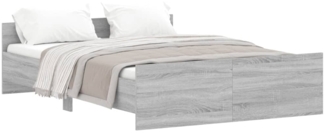 vidaXL Bettgestell mit Kopf- und Fußteil Grau Sonoma 140x190 cm 3203787