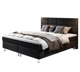 Boxspringbett Rotterdam 180x200 Webstoff Schwarz mit integriertem Topper