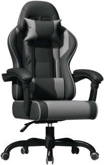 JUMMICO “Jetstream” Gaming Stuhl Ergonomisch,Gaming Chair mit massagefunktion, Gasdruckfeder Bürostuhl 150KG,Gray