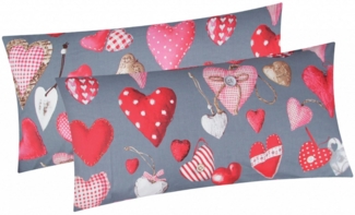 Heubergshop Kissenbezug, (2 Stück), 2er Set 40x80 cm Herzen Landhaus Love Kissenhülle (BS-Valentin-40x80)