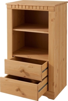 loft24 Standregal Claire, Bücherregal, Kiefer Massivholz, 2 Schubladen, Landhausstil
