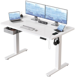 HOMALL Schreibtisch mit Memory-Funktion, höhenverstellbar, breitere Tischplatten (Tischbreite 140/160/180 cm, Tischhöhe 80 cm, mit Schubladen, ausgestattet mit USB-Ladeanschlüssen, bestehend aus vier Platten)