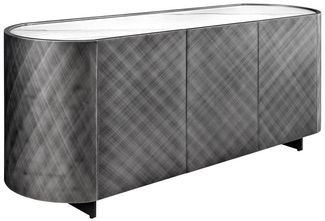riess-ambiente Sideboard REFLECTION 150cm weiß/anthrazit · Kommode mit 3D Effekt & Marmordesign (Einzelartikel, 1 St), Keramik Platte · brushed Finish · Rautenmuster · abgerundete Ecken
