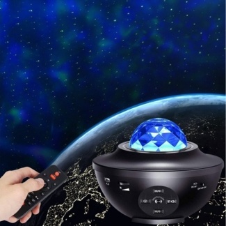 Sunicol LED Nachtlicht LED Musik Projektor, Sternenhimmel Lampe, Bluetooth, Mond Stern, USB, LED wechselbar, Rot, Grün, Blau, Weiß, 21 Beleuchtungsmodi, Fernbedienung