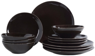 Broste Copenhagen Geschirr-Set Copenhagen Nordic Coal Geschirrset mittag für Vier, Steingut mit reaktiver Glasur, Nordic Coal Geschirsets mittag für vier