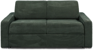 Vente-unique - Schlafsofa mit Matratze 3-Sitzer - Liegefläche 140 cm - Matratze 22 cm mit Memory Schaum - Cord - Grün - CALITO