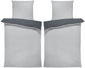 One Home Bettwäsche Wende Melange, Flanell, 4 teilig, meliert, Baumwolle kuschelig warm weich Biber Winter