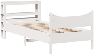 vidaXL Massivholzbett mit Kopfteil Weiß 75x190 cm Kiefer 3306328