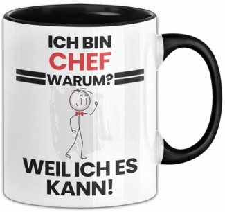 Trendation Tasse Chef Geschenk Tasse Lustiger Spruch Ich Bin Chef Warum Weil Ich Es Kan