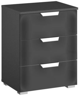 Nachttisch Antigua / Aditio , Glas, Holzwerkstoff , Grau, Schwarz , 47 x 62 x 42 cm