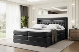 ALTDECOR Boxspringbett NOEL GOLD KING (Multipocket H4 und H3 Matratze Bonellfederung Topper Kopfteil mit LED)