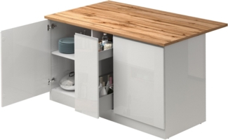KOCHSTATION Kücheninsel KS-Sole,Kochinsel,Küchenarbeitsblock,Inselküche,Arbeitsinsel, Breite 155 cm, mit Apothekerauszug, gedämpfte Türen