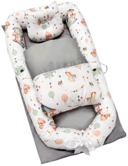 SEHAUSEU Kuschelnest Bettnestchen Babylounge Babykokon mit Decke und Kissen Wickelauflage