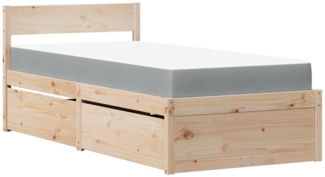 vidaXL Bett mit Schubladen und Matratze 90x190 Massivholz Kiefer 3281919