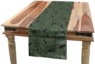 Abakuhaus Tischläufer Esszimmer Küche Rechteckiger Dekorativer Tischläufer, Olive Pastellton Zweige Blätter