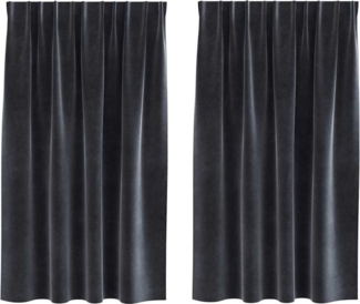 vidaXL Vorhänge mit Vorhängen 2 pcs Dunkelgrau 140 x 140 cm Samt 4107228