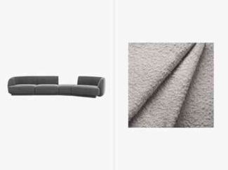 Micadoni Modulares Sofa Links Miley 4-Sitzer Rechts Boucle Hellgrau