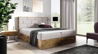 Boxspringbett Bett BEILA 160x220cm Lancelot Eiche Stoff Hellbeige inkl. Bettkasten