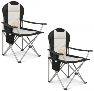 HOMECALL Campingstuhl Hochlehner 108cm mit Lendenwirbelstütze Klappstuhl Angelstuhl Faltbar (Bis 150kg, gepolstert, faltbar, stabil, 2 St), für Camp Garten Balkon
