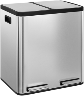STEELSØN 'Epsilon' Mülleimer, 2x15L, silber, Edelstahl, Mülltrennsystem mit 2 Fächern, inkl. Softclose-Deckel und Tragegriffen